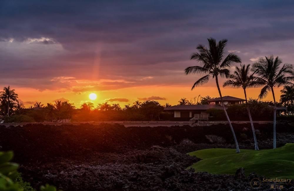 夏威夷大岛马纳拉尼椰树之夏别墅夕阳西下