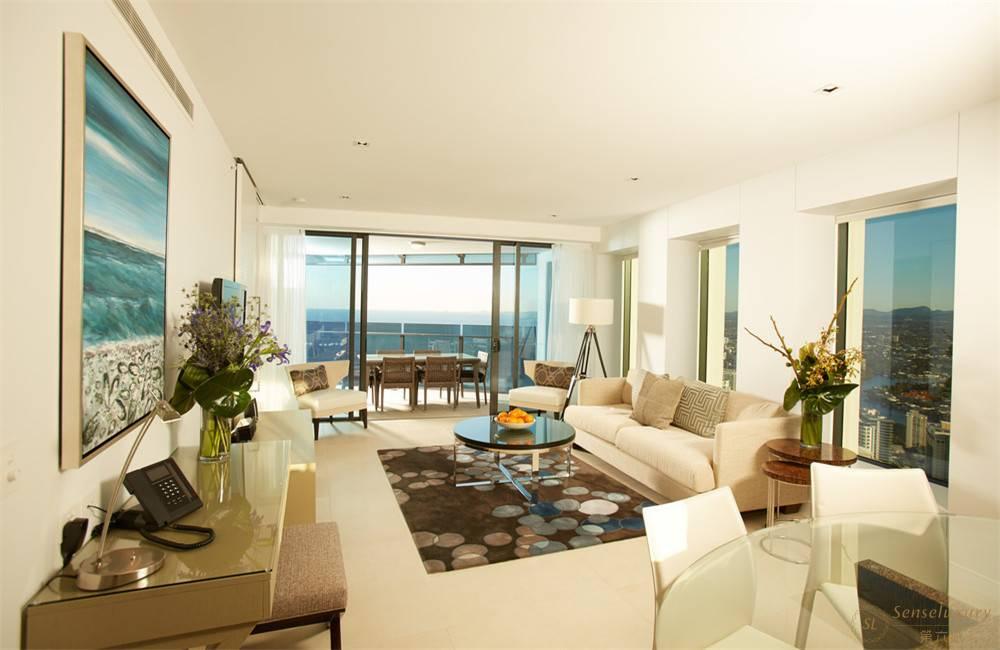 澳大利亚黄金海岸冲浪者天堂 Soul 3 卧室城市海景顶层公寓客厅